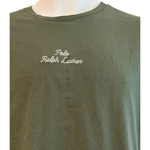 Polo by Ralph Lauren Cursive Embroidered Spellout Mens Large T Shirt Green - Picture 2 of 6